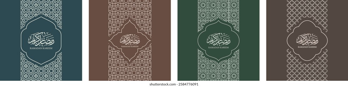 Ramadan Kareem templates with islamic pattern for social media, poster, greeting card and cover, Islamic frame vector illustration in Arabic style
