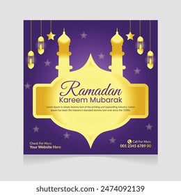 Ramadan Kareem templates for social media posts, promotions and advertising banner poster