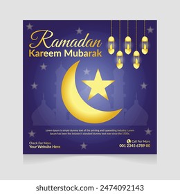 Ramadan Kareem templates for social media posts, promotions and advertising banner poster