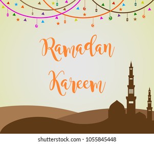 Ramadan kareem text design background. beautiful ramadan kareem greeting card
