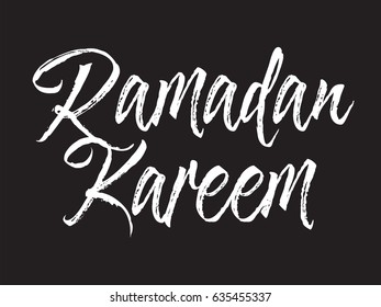 Ramadan kareem. Text design, calligraphy. Greeting cards with typography. White on black background.