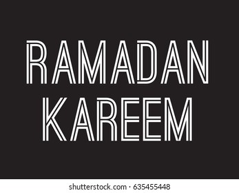 Ramadan kareem. Text design, calligraphy. Greeting cards with typography. White on black background.
