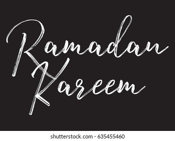 Ramadan kareem. Text design, calligraphy. Greeting cards with typography. White on black background.