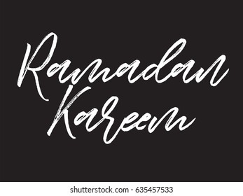 Ramadan kareem. Text design, calligraphy. Greeting cards with typography. White on black background.