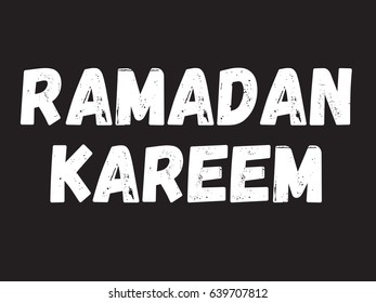 Ramadan kareem. Text design, calligraphy. Greeting cards with typography. White on black background.