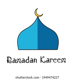 Ramadan Kareem text with dome isolated on white background