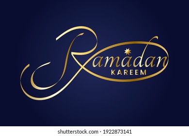 Ramadan kareem text effect. Islamic calligraphy gold text vector illustration