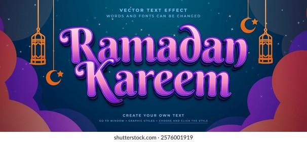 Ramadan kareem text effect, Islamic graphic style