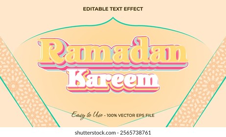 Ramadan Kareem text effect, luxury festival graphic style light editable text