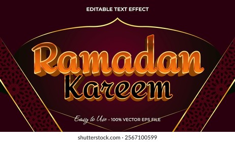 Ramadan Kareem text effect, luxury festival graphic style light editable text