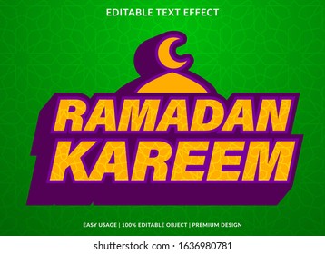 ramadan kareem text effect template with 3d bold type style and retro concept use for brand label and logotype 