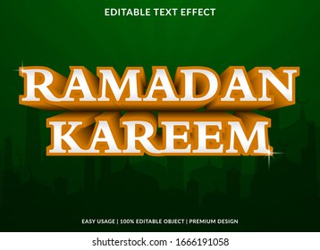 RAMADAN Kareem Texteffekt-Vorlage mit 3D-Stil und Retro-Konzept-Verwendung für Markenzeichen und Logotyp-Aufkleber