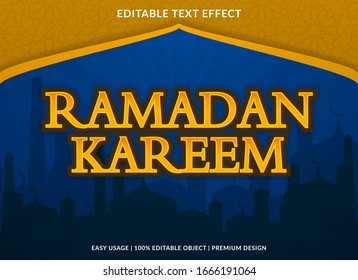 ramadan kareem text effect template with 3d type style and retro concept use for brand label and logotype sticker