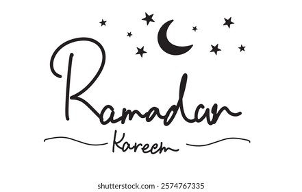 ramadan kareem text font calligraphy hand written lettering script black color moon star shape islam muslim religion culture ramadan mubarak eid mubarak vector illustration greeting arabic ramadan 