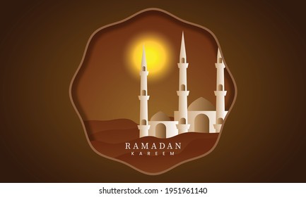 ramadan kareem text greeting background with mosque