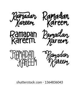 Ramadan Kareem Text Handwritten Set Template Vector
