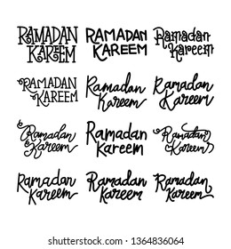 Ramadan Kareem Text Handwritten Set Template Vector