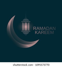 Ramadan kareem with theme moon and lantern vector illustration background