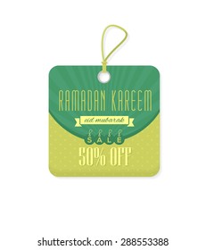 Ramadan Kareem Theme Price Concept Tag Object, Banner, Rounded Square Label Vector Design Template
