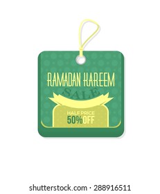Ramadan Kareem Theme Price Concept Tag Object, Banner, Rounded Square Label Vector Design Template