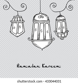 Ramadan Kareem with three lamp