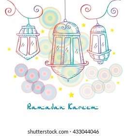 Ramadan Kareem with three lamp