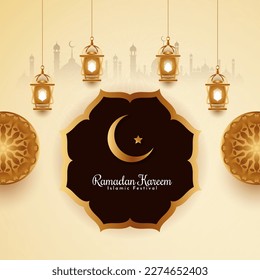 Ramadan Kareem traditional Islamic festival greeting background vector