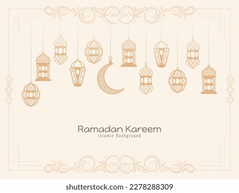 Ramadan Kareem traditional Islamic festival greeting background vector