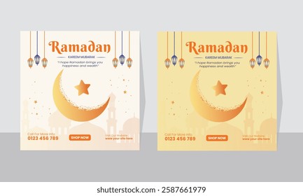 Ramadan Kareem traditional Islamic social media post template and Instagram Post template