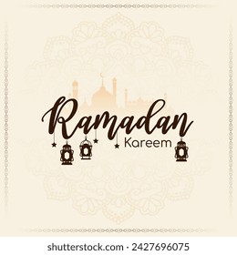 Ramadan Kareem traditional muslim festival islamic background design vector