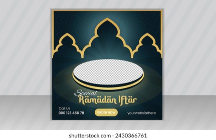 Ramadan Kareem trendy editable professional social media post template design for restaurant food, post banner for advertising and promotion, web banner ads poster