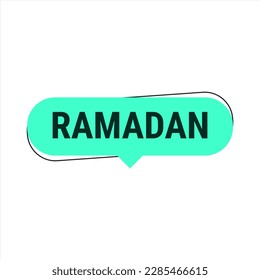 Ramadan Kareem turquoise Vector Callout Banner with Moon and Arabic Typography