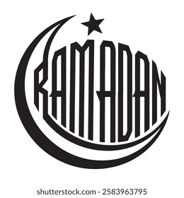 Ramadan Kareem typography design black and white 
