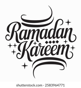 Ramadan Kareem typography design black and white 