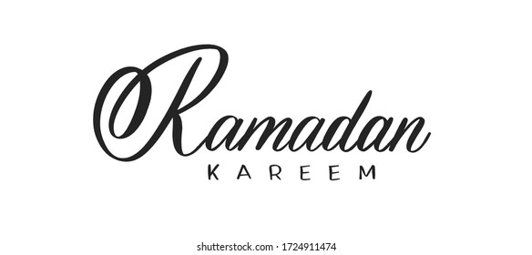 Ramadan Kareem -  typography lettering quote, brush calligraphy banner with  thin line.
