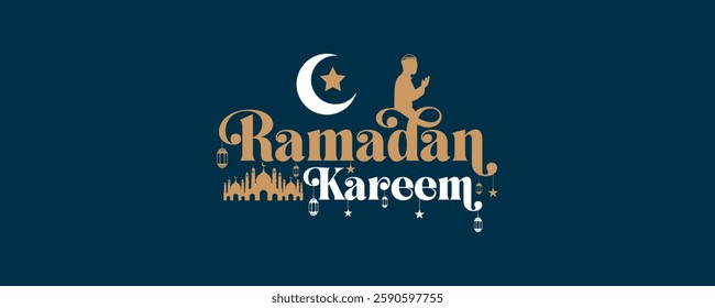 Ramadan Kareem typography logo , islamic background
