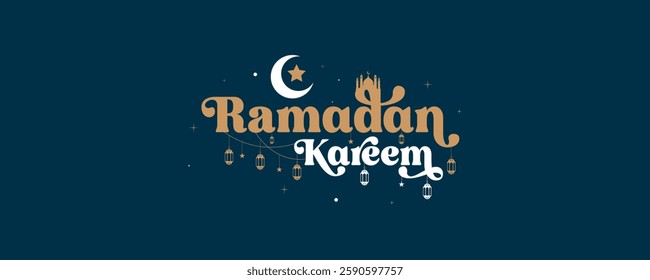 Ramadan Kareem typography logo , islamic background
