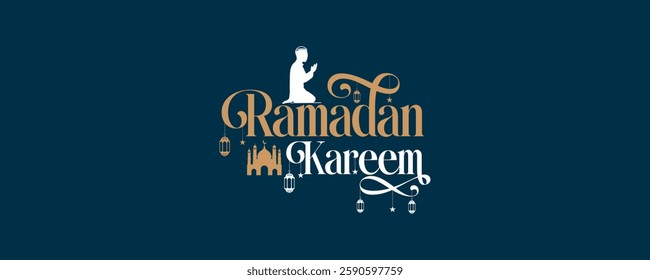 Ramadan Kareem typography logo , islamic background

