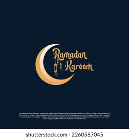 ramadan kareem typography with moon template design