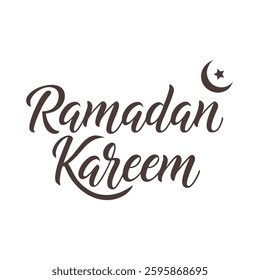 Ramadan Kareem typography vector art isolated on white background. Islamic greeting text in English for holy Ramadan. 