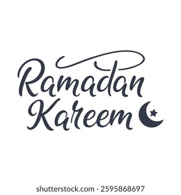 Ramadan Kareem typography vector art isolated on white background. Islamic greeting text in English for holy Ramadan. 