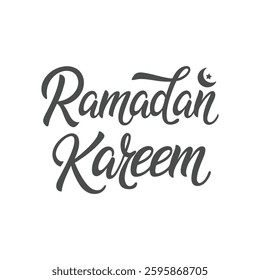 Ramadan Kareem typography vector art isolated on white background. Islamic greeting text in English for holy Ramadan. 