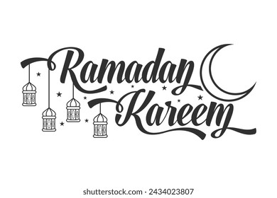 Ramadan Kareem Typography Vector, Ramadan Kareem Calligraphy Design, Elegant Islamic Typography for Ramadan Greetings, Ramadan Kareem Celebration Vector Illustration, Traditional Islamic Calligraphy 