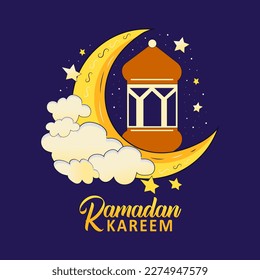 Ramadan Kareem typography. Vector illustration. Handwritten greeting card, invitation etc.