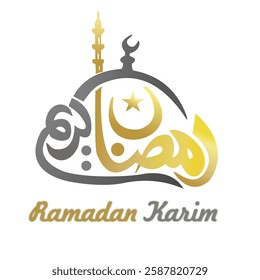 Ramadan Kareem Typography Vector. Month of Blessings and Greetings. Ramadan Kareem. Ramadan Kareem calligraphy. Islamic Fasting Month. Islamic Popular Month. (رمضان كريم).