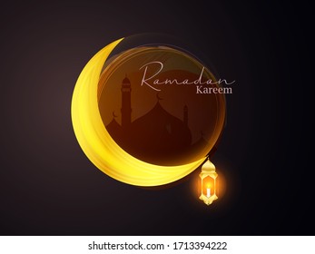 Ramadan Kareem Vektorillustration abstrakter Hintergrund mit Mond und Laterne für Banner, Flyer, Social Media, Print, Poster, Web.