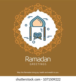 Ramadan Kareem Vector Background. calligraphy greeting card design of happy Ramadan Mubarak, Beautiful Muslim Event Eid Background Design