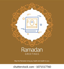 Ramadan Kareem Vector Background. calligraphy greeting card design of happy Ramadan Mubarak, Beautiful Muslim Event Eid Background Design
