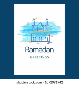 Ramadan Kareem Vector Background. calligraphy greeting card design of happy Ramadan Mubarak, Beautiful Muslim Event Eid Background Design