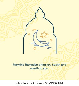 Ramadan Kareem Vector Background. calligraphy greeting card design of happy Ramadan Mubarak, Beautiful Muslim Event Eid Background Design